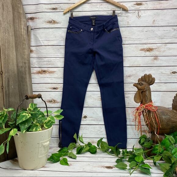 White House Black Market Skinny Pants Ankle Zip Size 0 Zero Regular Stretchy - Picture 1 of 9